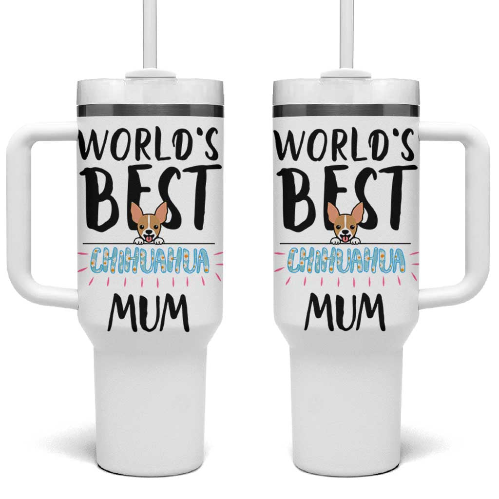 Chihuahua Dog Mom Tumbler With Handle Gift For Dog Lovers Women New Puppy Fur Baby Owners