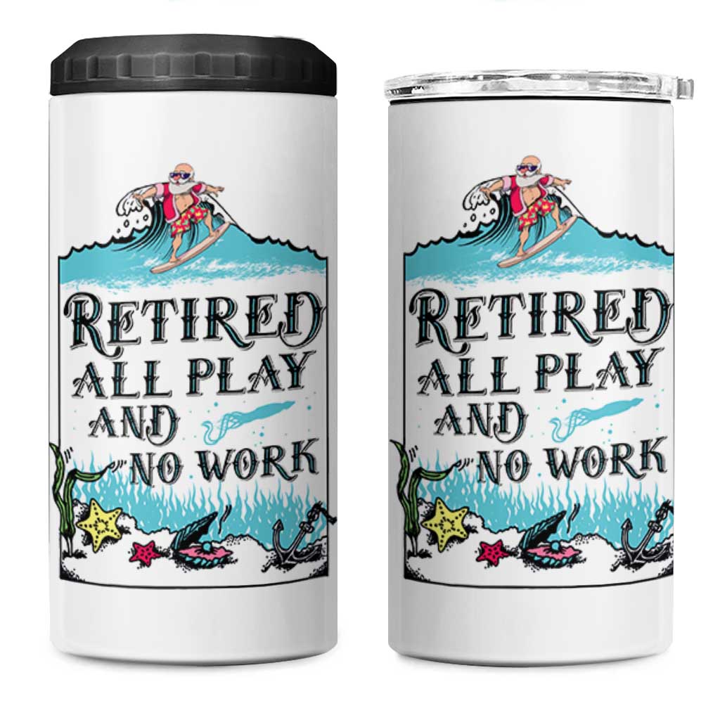 Retirement Gifts For Men 4 in 1 Can Cooler Tumbler All Play No Work Funny Retired Gift For Coworkers