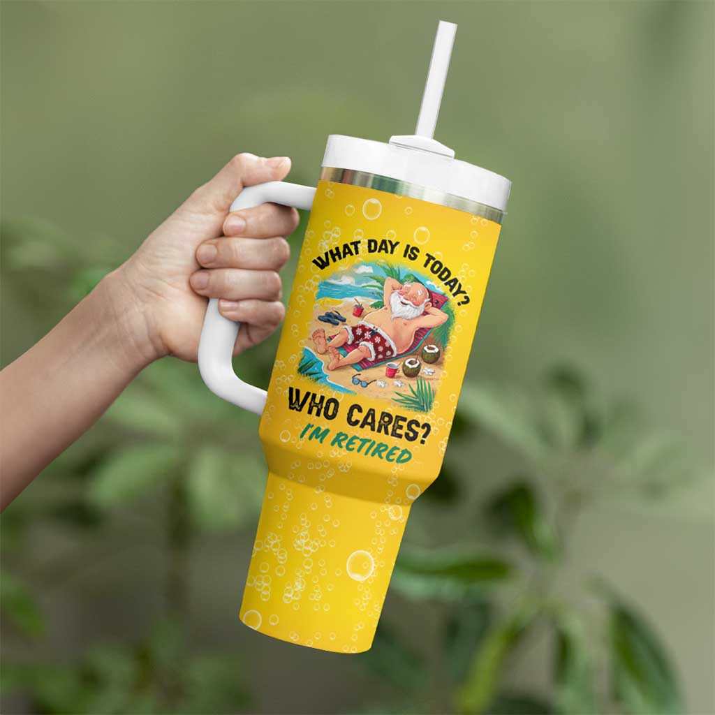 Funny Retirement Gifts Tumbler With Handle What Day Is Today? Who Cares? I'm Retired - Wonder Print Shop