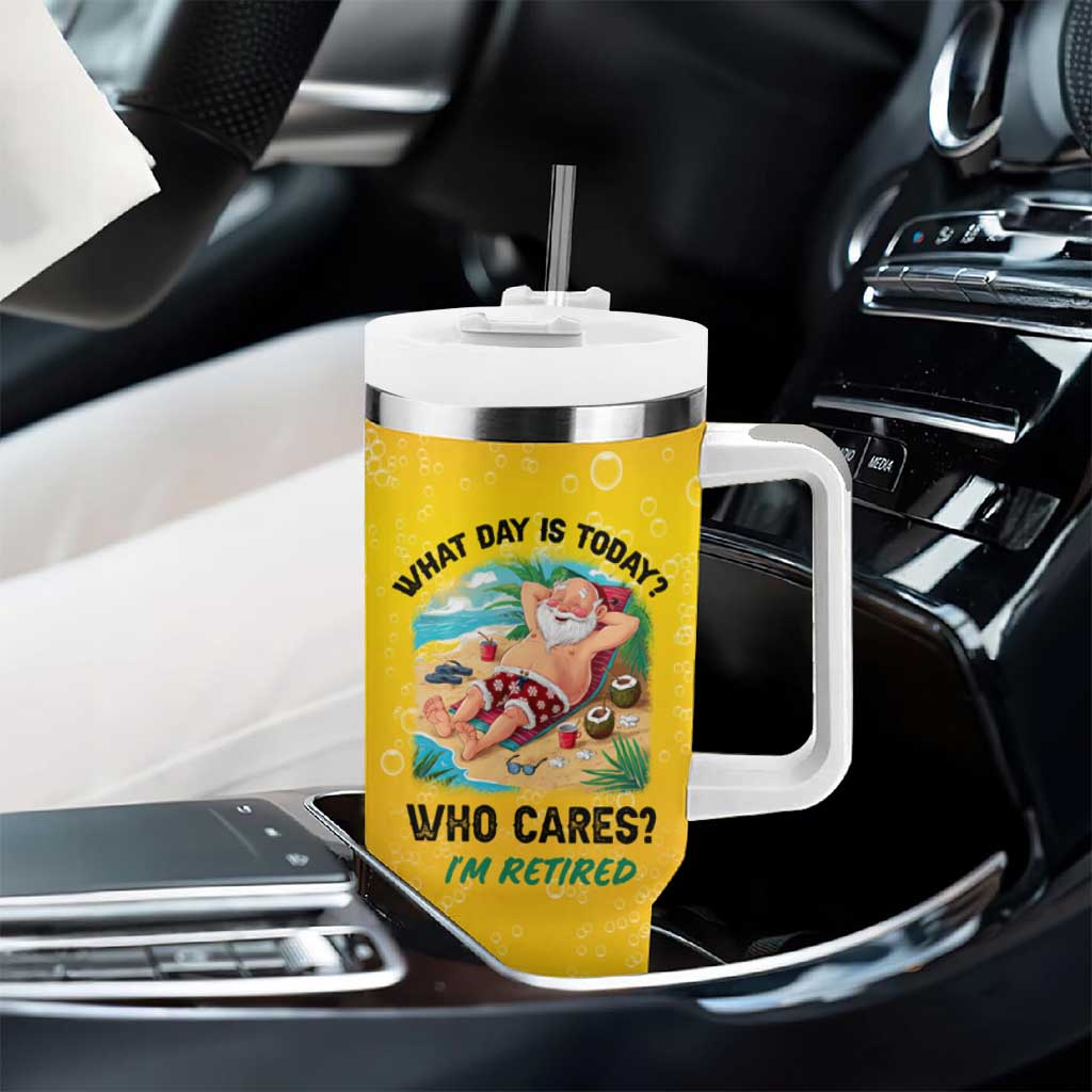 Funny Retirement Gifts Tumbler With Handle What Day Is Today? Who Cares? I'm Retired - Wonder Print Shop