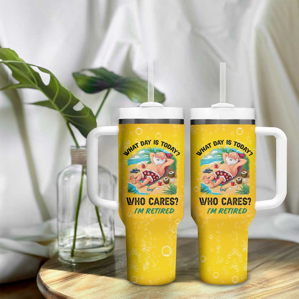Funny Retirement Gifts Tumbler With Handle What Day Is Today? Who Cares? I'm Retired - Wonder Print Shop