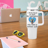 Dog Mom Gifts Tumbler With Handle Work Hard For My Labrador Dog