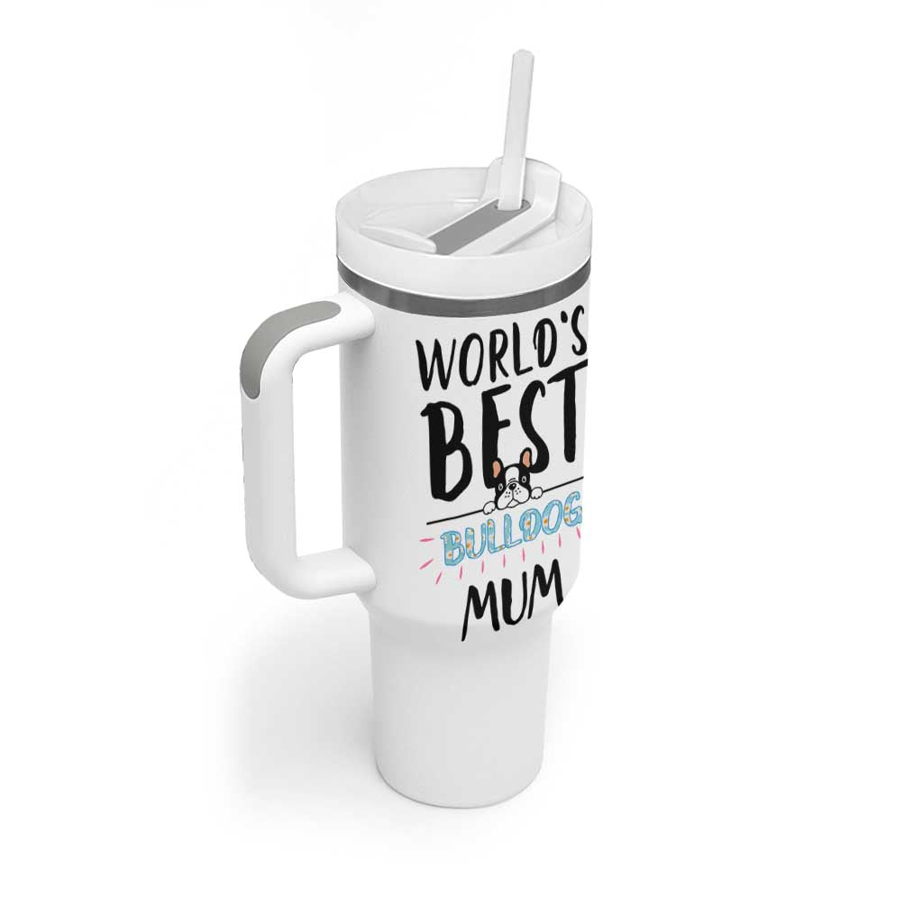 Bulldog Mom Tumbler With Handle Gift For Dog Lovers Women New Puppy Fur Baby Owners