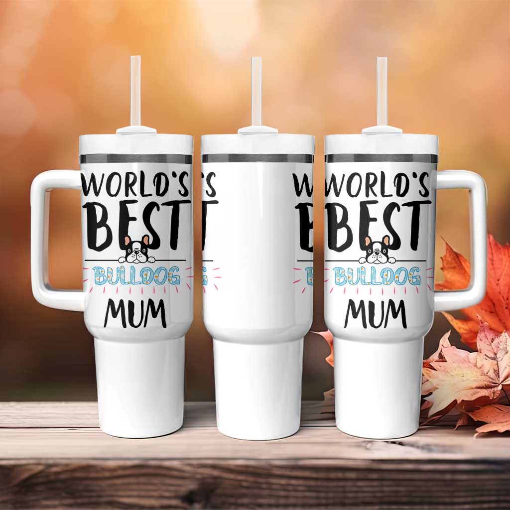 Bulldog Mom Tumbler With Handle Gift For Dog Lovers Women New Puppy Fur Baby Owners