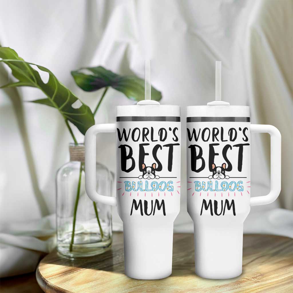 Bulldog Mom Tumbler With Handle Gift For Dog Lovers Women New Puppy Fur Baby Owners