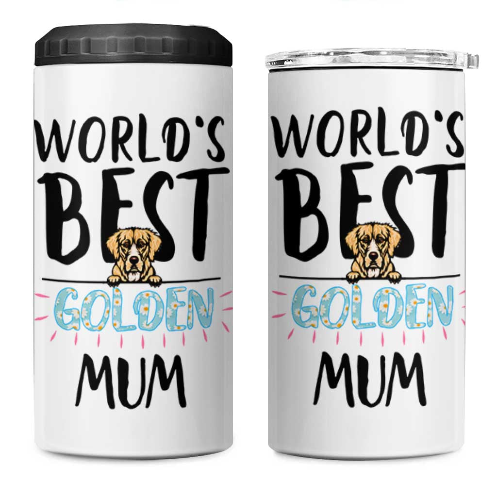Golden Retriever Dog Mom 4 in 1 Can Cooler Tumbler Gift For Dog Lovers Women New Puppy Fur Baby Owners