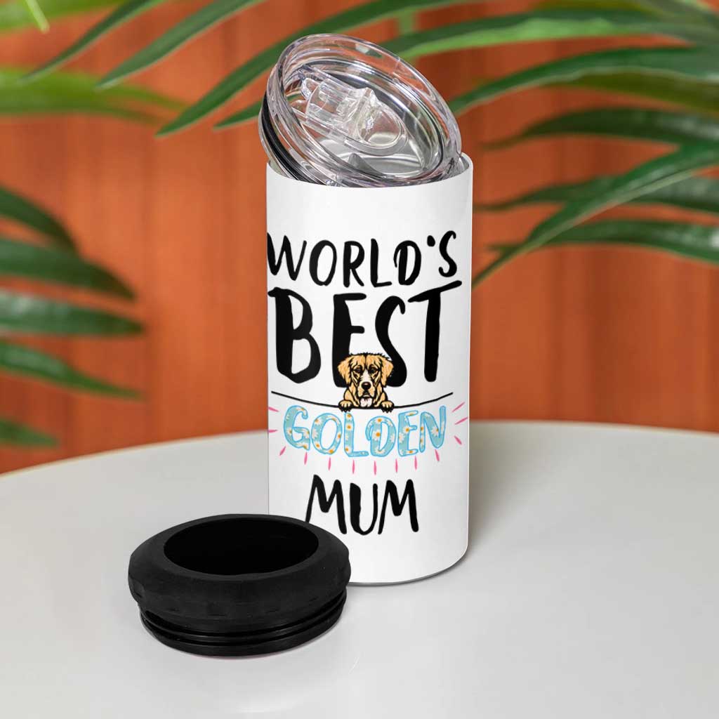 Golden Retriever Dog Mom 4 in 1 Can Cooler Tumbler Gift For Dog Lovers Women New Puppy Fur Baby Owners