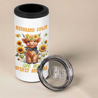 Highland Cow Gifts For Women 4 in 1 Can Cooler Tumbler Funny Cow Gift For Cow Lovers Sunflower