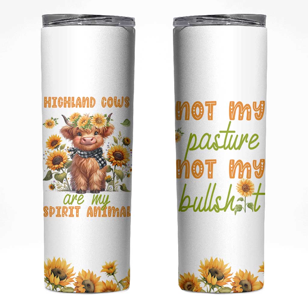 Highland Cow Gifts For Women Skinny Tumbler Funny Cow Gift For Cow Lovers Sunflower