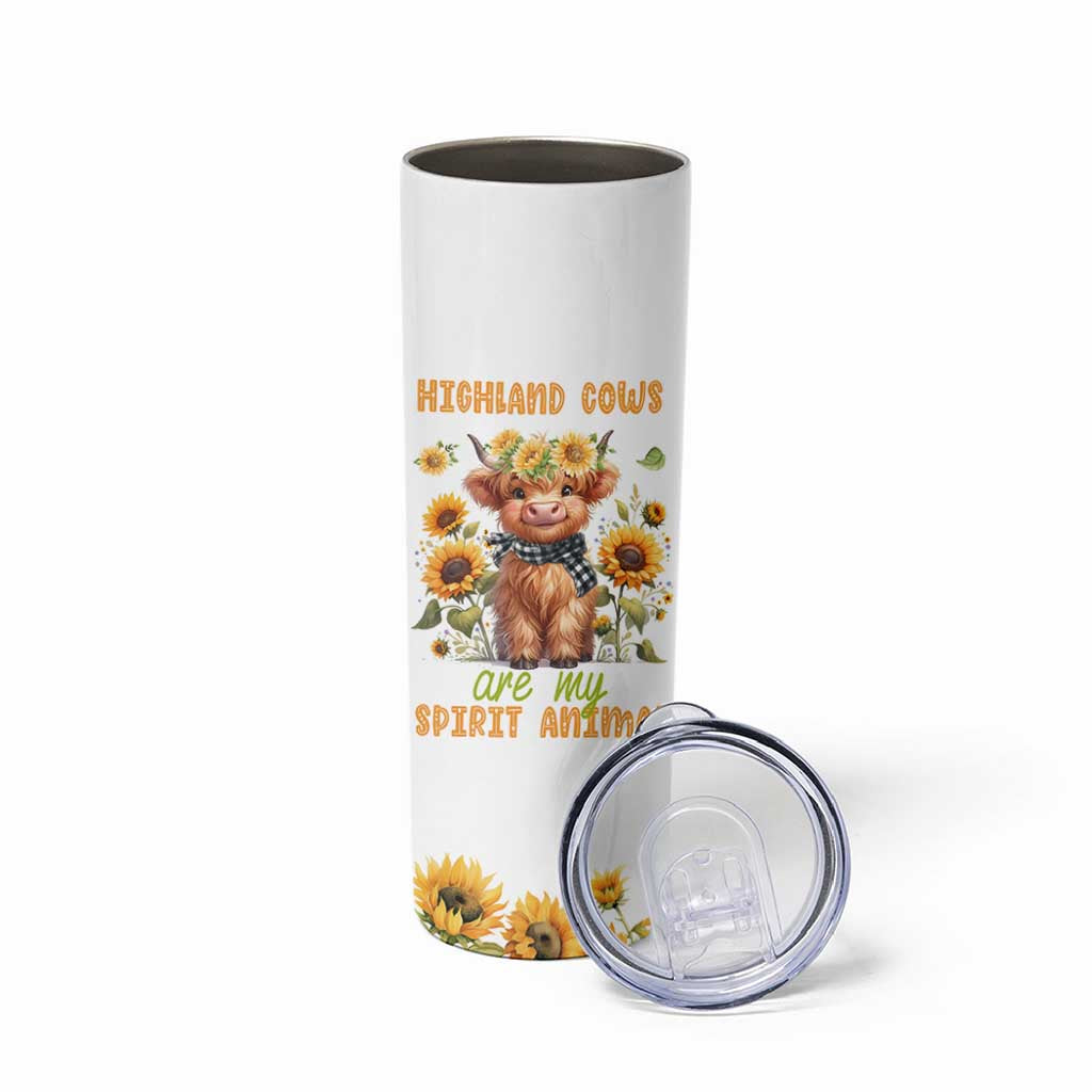 Highland Cow Gifts For Women Skinny Tumbler Funny Cow Gift For Cow Lovers Sunflower