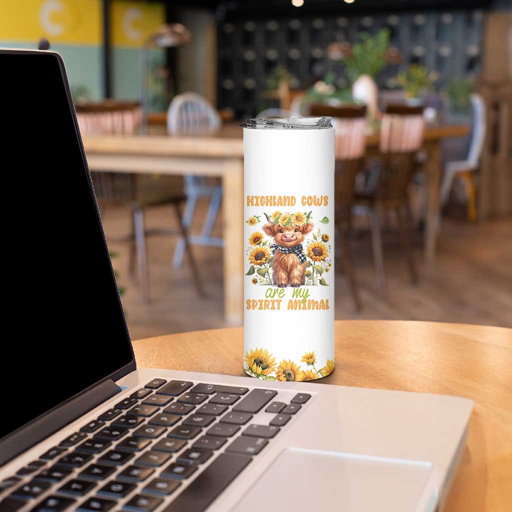 Highland Cow Gifts For Women Skinny Tumbler Funny Cow Gift For Cow Lovers Sunflower
