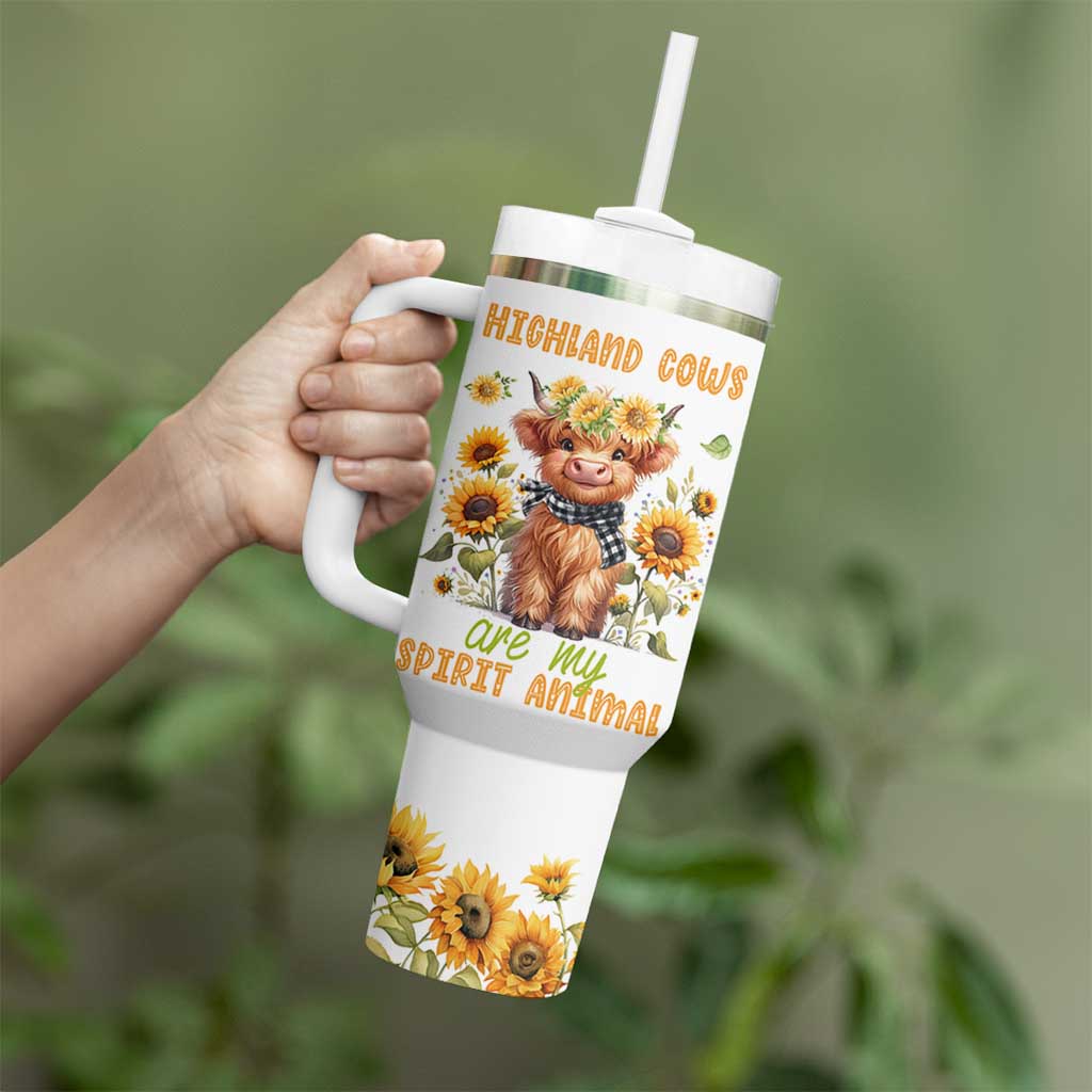 Highland Cow Gifts For Women Tumbler With Handle Funny Cow Gift For Cow Lovers Sunflower