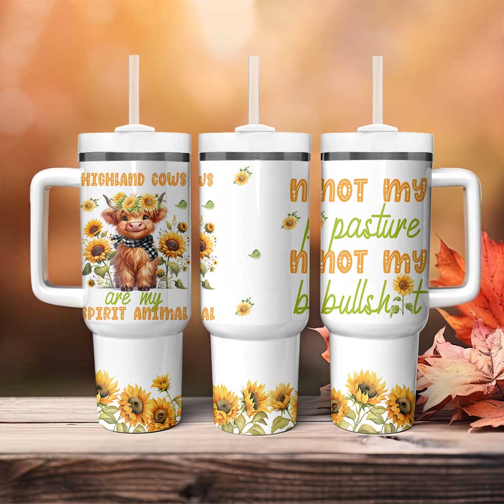 Highland Cow Gifts For Women Tumbler With Handle Funny Cow Gift For Cow Lovers Sunflower