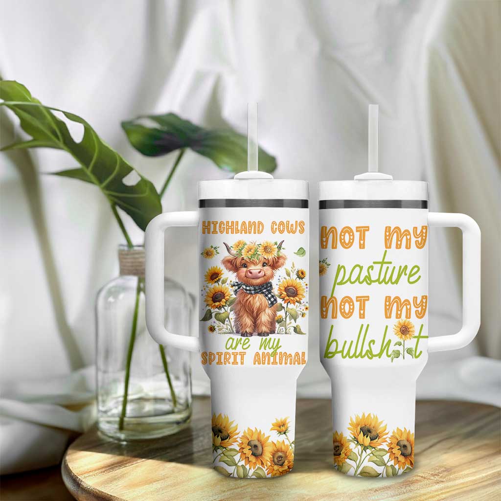 Highland Cow Gifts For Women Tumbler With Handle Funny Cow Gift For Cow Lovers Sunflower