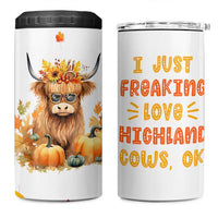 Highland Cow Gifts For Women 4 in 1 Can Cooler Tumbler Funny Cow Gift For Cow Lovers Fall Leaves Farmhouse Western Animal