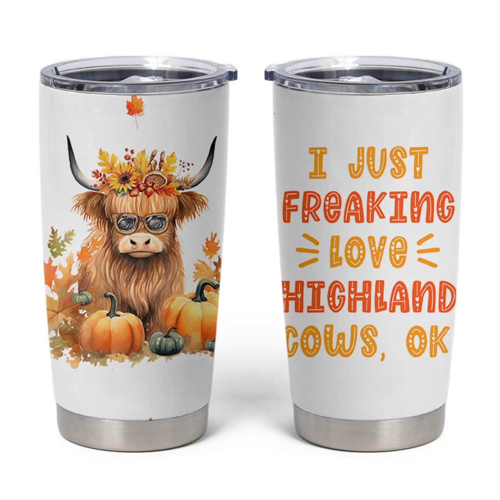 Highland Cow Gifts For Women Tumbler Cup Funny Cow Gift For Cow Lovers Fall Leaves Farmhouse Western Animal