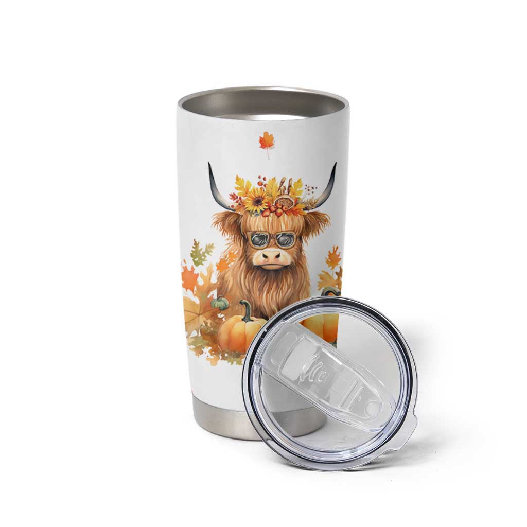 Highland Cow Gifts For Women Tumbler Cup Funny Cow Gift For Cow Lovers Fall Leaves Farmhouse Western Animal