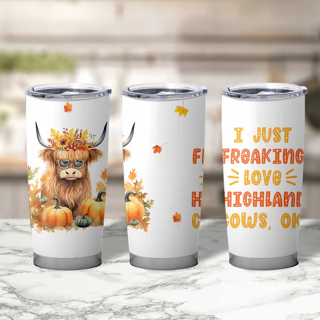 Highland Cow Gifts For Women Tumbler Cup Funny Cow Gift For Cow Lovers Fall Leaves Farmhouse Western Animal