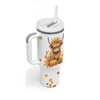Highland Cow Gifts For Women Tumbler With Handle Funny Cow Gift For Cow Lovers Fall Leaves Farmhouse Western Animal