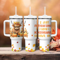 Highland Cow Gifts For Women Tumbler With Handle Funny Cow Gift For Cow Lovers Fall Leaves Farmhouse Western Animal
