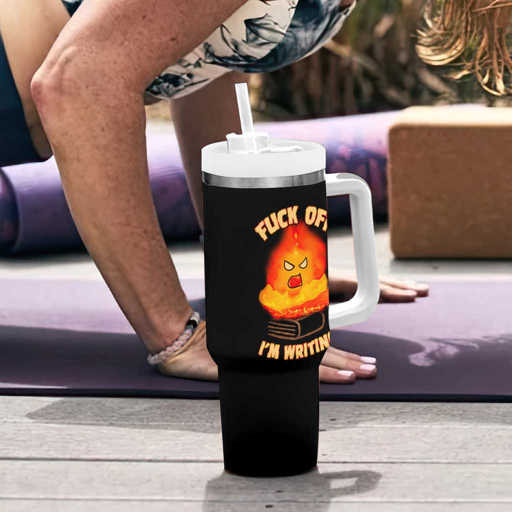 Fck Off Im Writing Tumbler With Handle Writer Gfts For Author Warning Cup