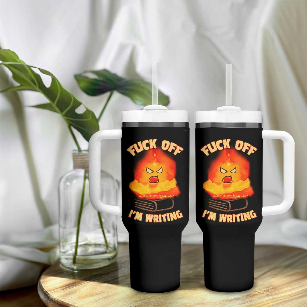 Fck Off Im Writing Tumbler With Handle Writer Gfts For Author Warning Cup