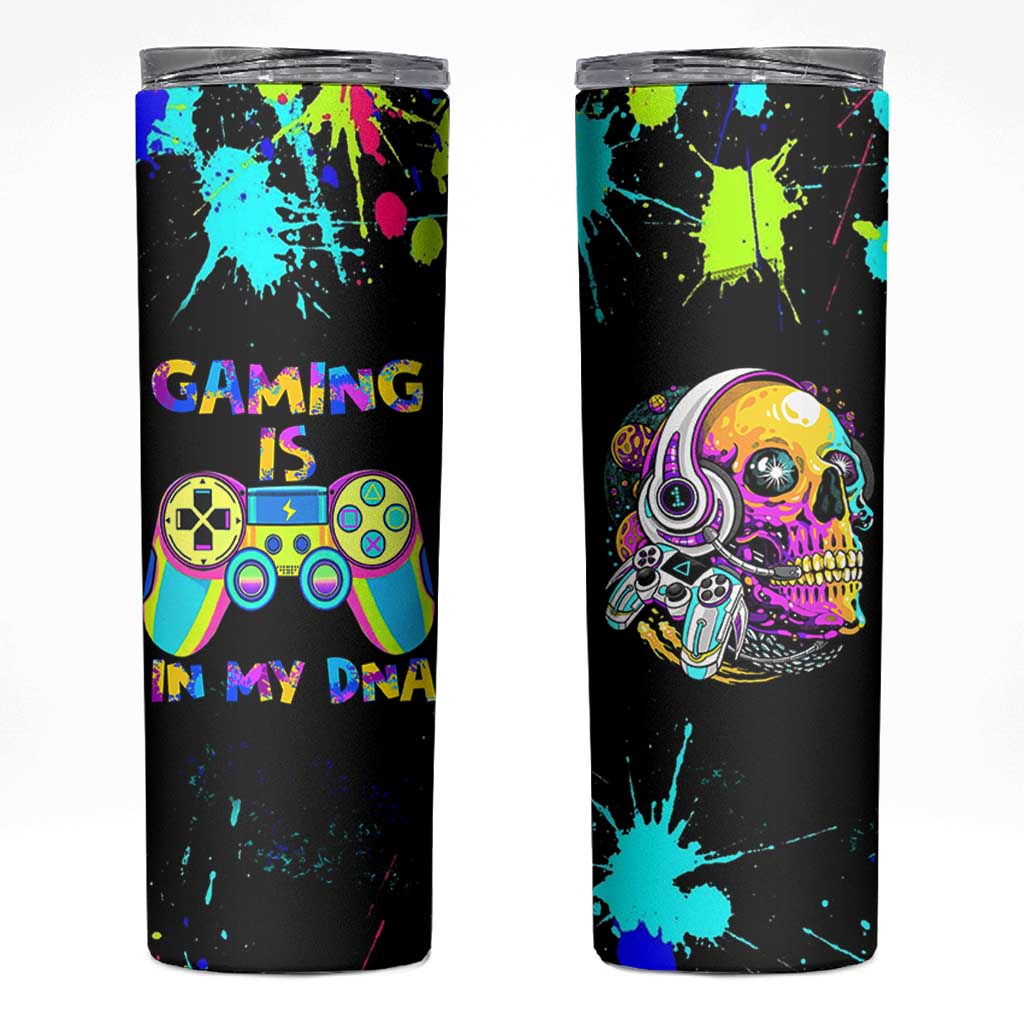 Gaming Gifts Skinny Tumbler Gamer Video Game Controller Colorful Graffiti Skeleton