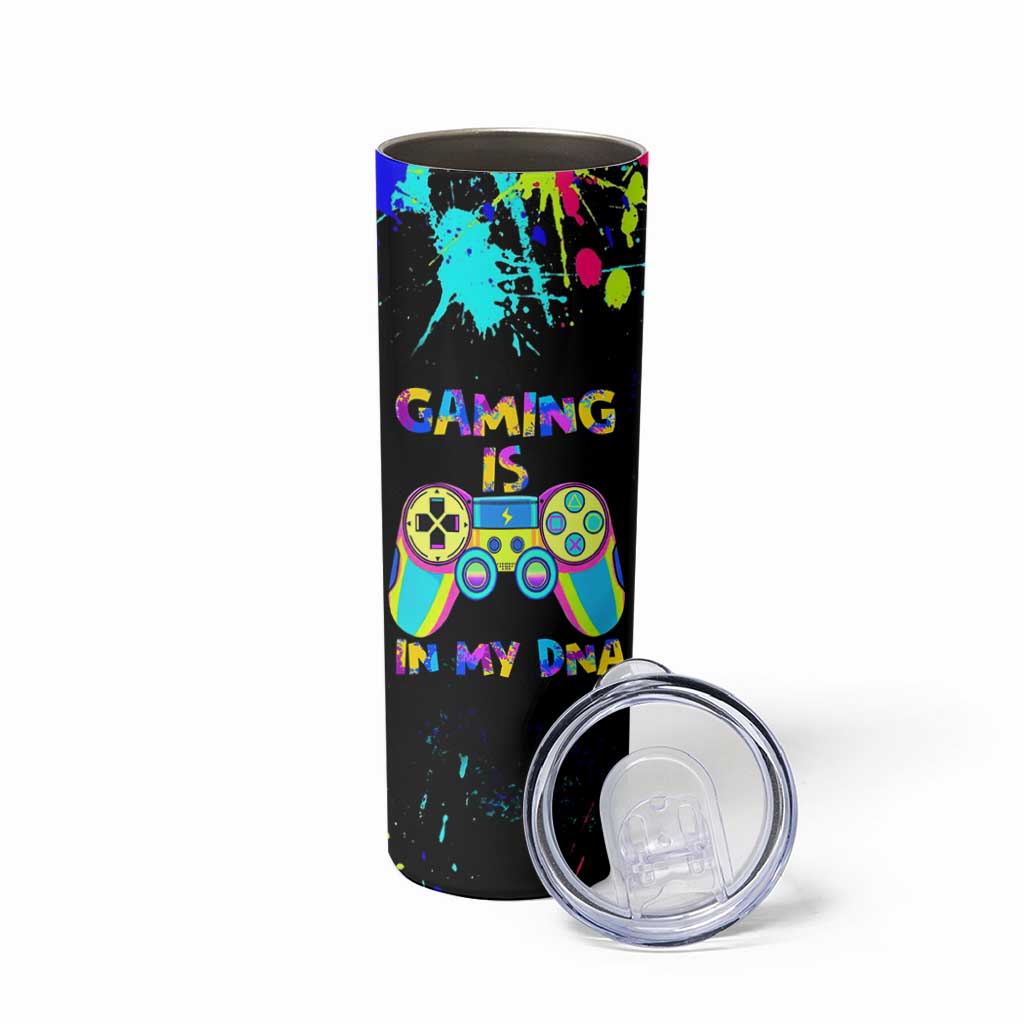 Gaming Gifts Skinny Tumbler Gamer Video Game Controller Colorful Graffiti Skeleton