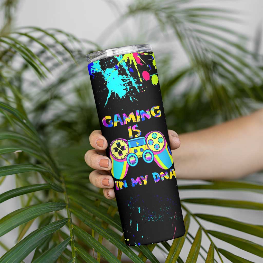 Gaming Gifts Skinny Tumbler Gamer Video Game Controller Colorful Graffiti Skeleton