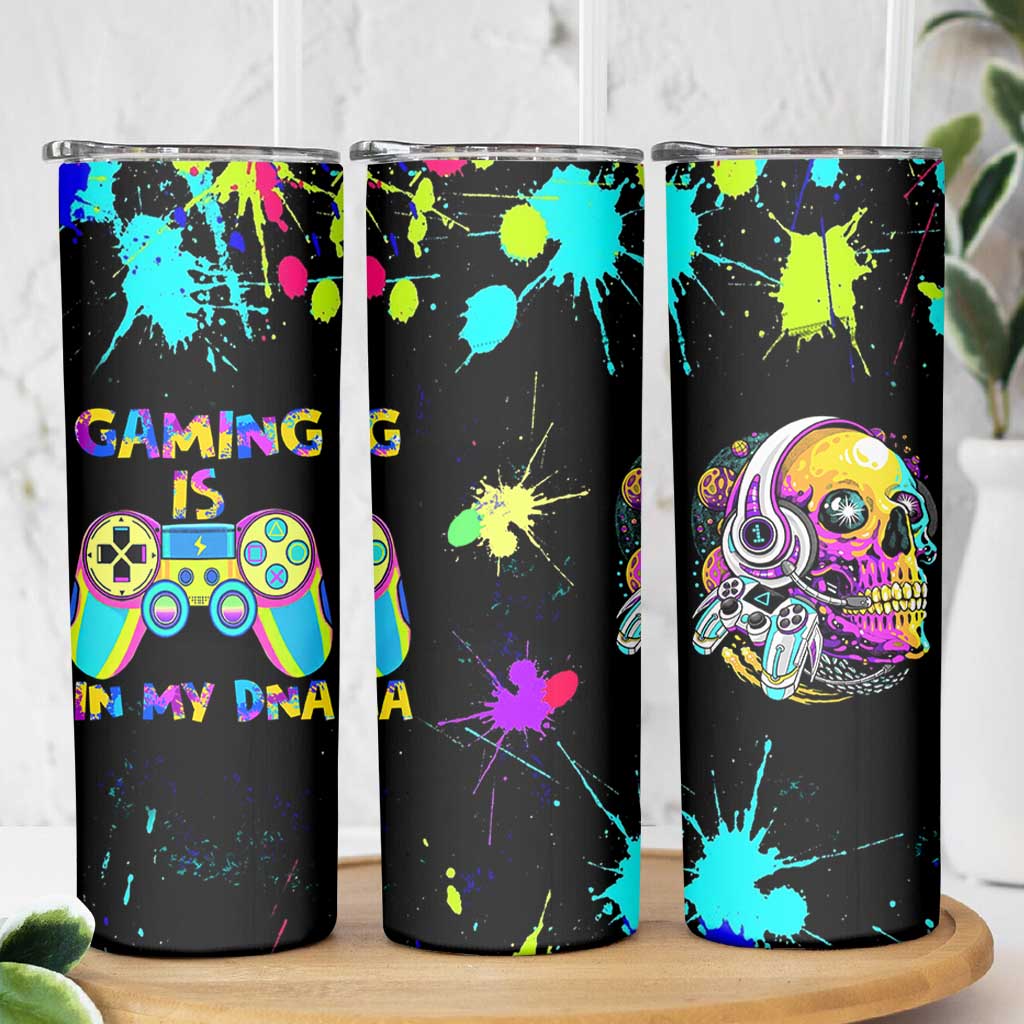 Gaming Gifts Skinny Tumbler Gamer Video Game Controller Colorful Graffiti Skeleton