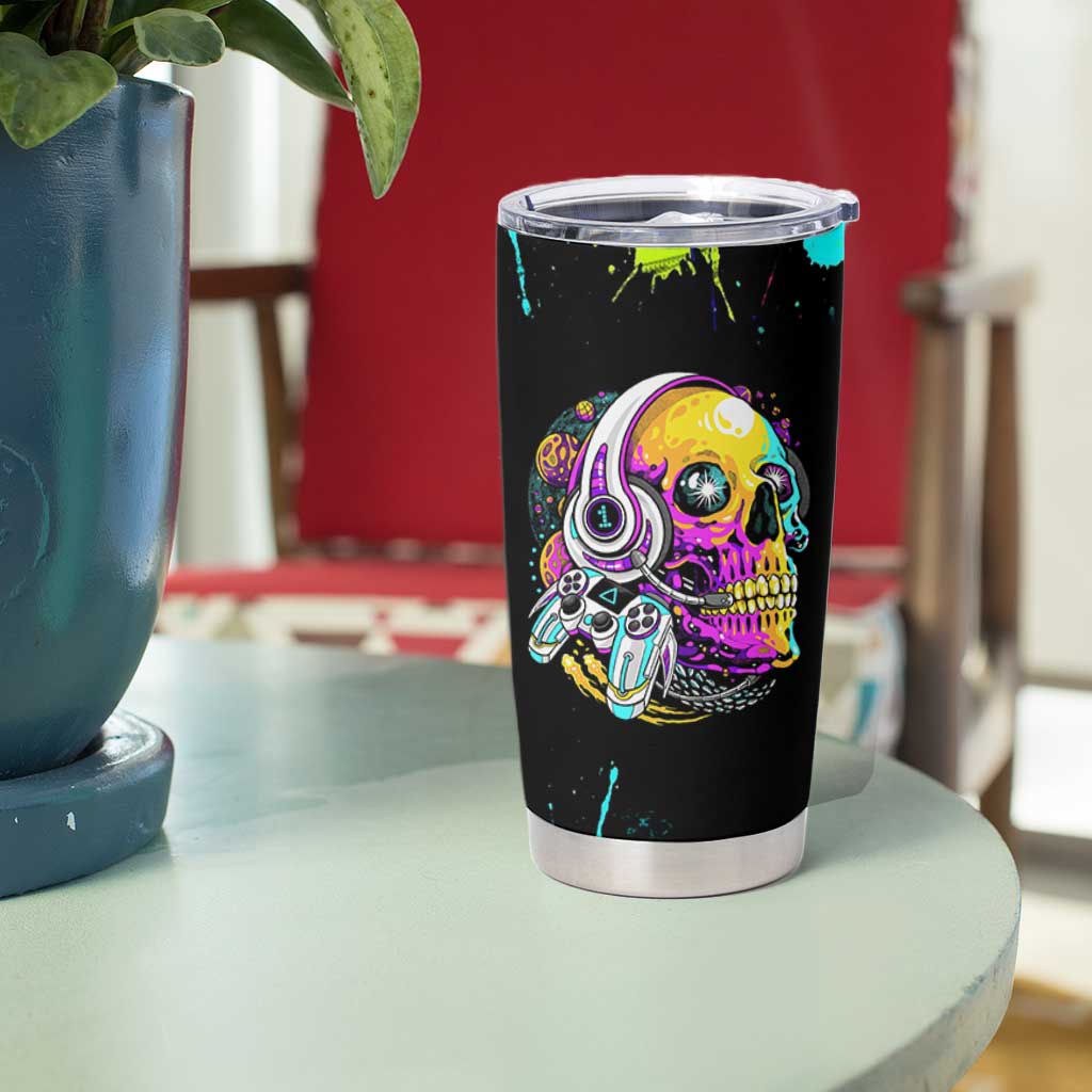 Gaming Gifts Tumbler Cup Gamer Video Game Controller Colorful Graffiti Skeleton