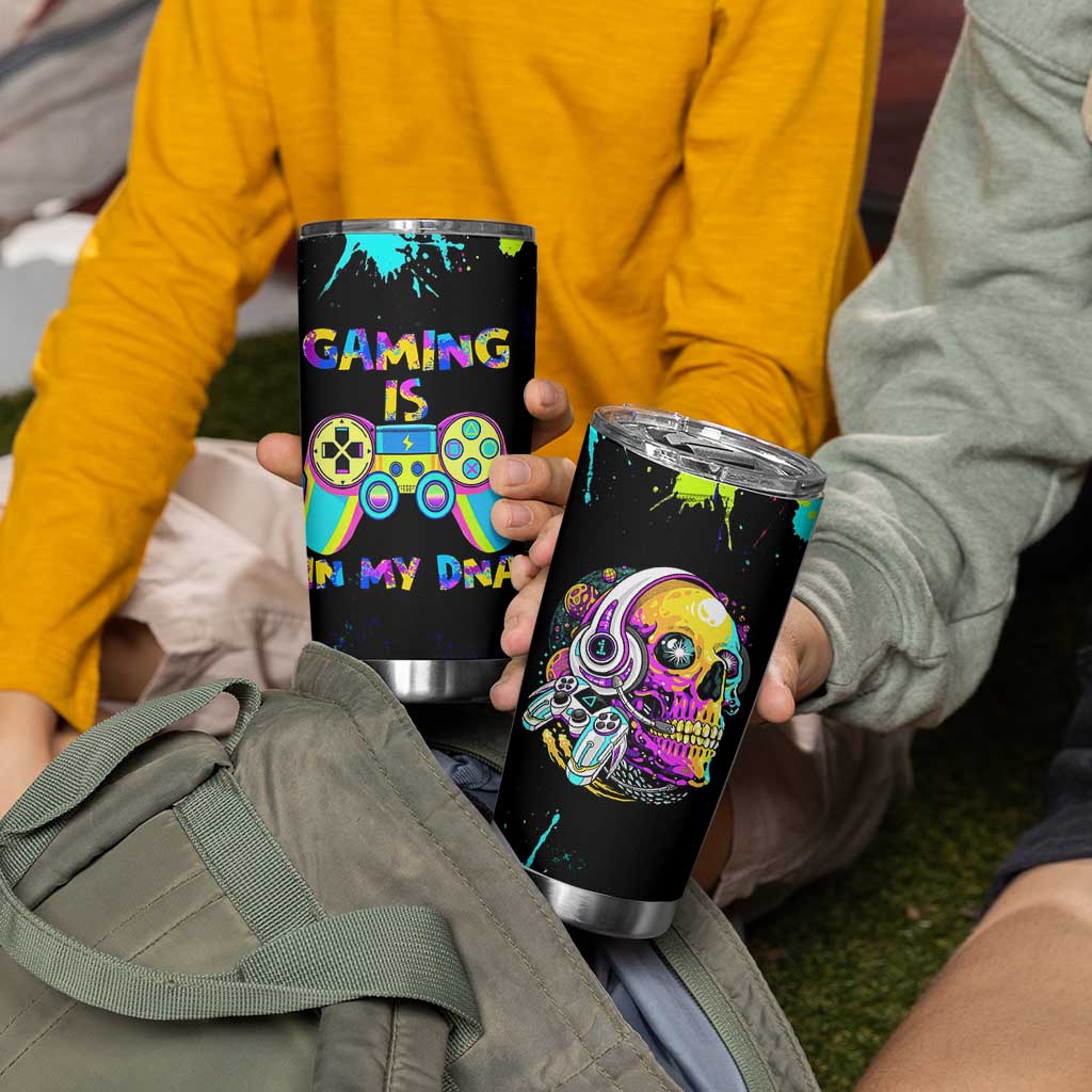 Gaming Gifts Tumbler Cup Gamer Video Game Controller Colorful Graffiti Skeleton