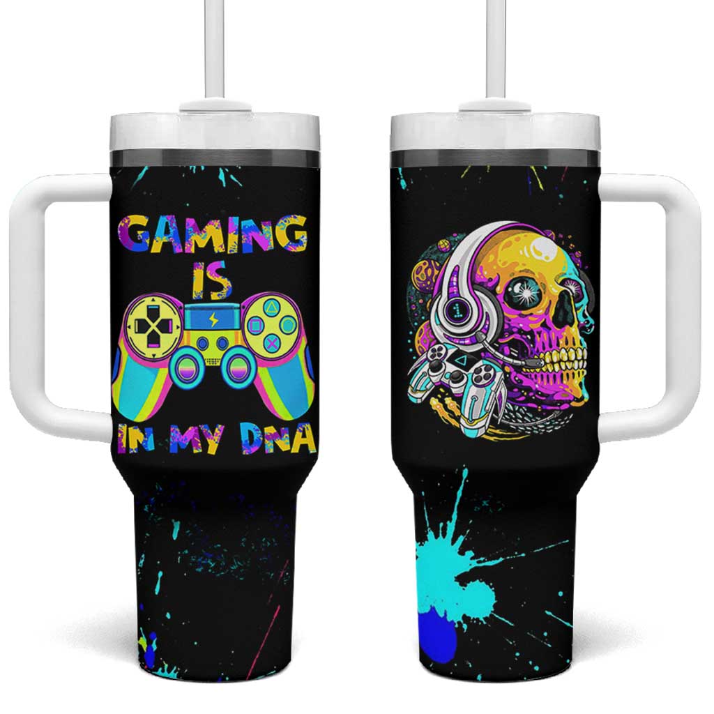 Gaming Gifts Tumbler With Handle Gamer Video Game Controller Colorful Graffiti Skeleton