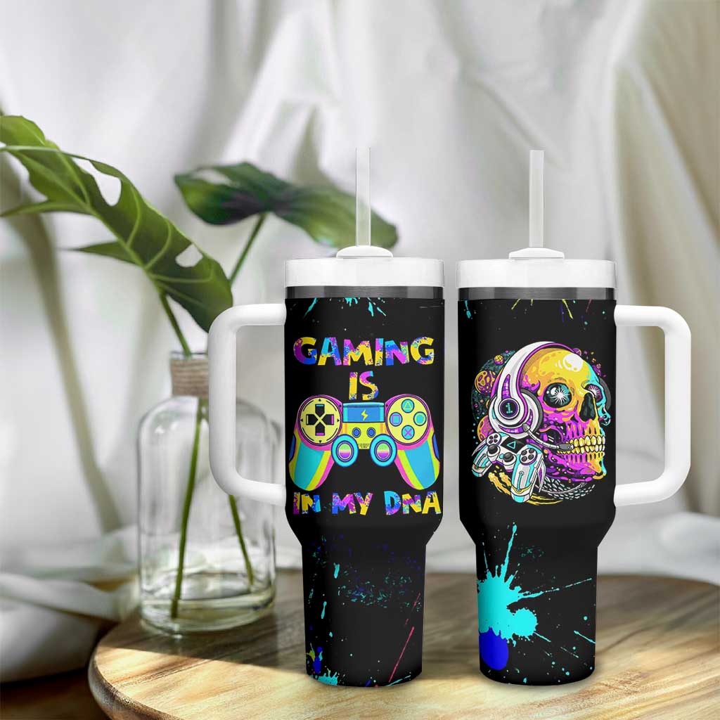 Gaming Gifts Tumbler With Handle Gamer Video Game Controller Colorful Graffiti Skeleton