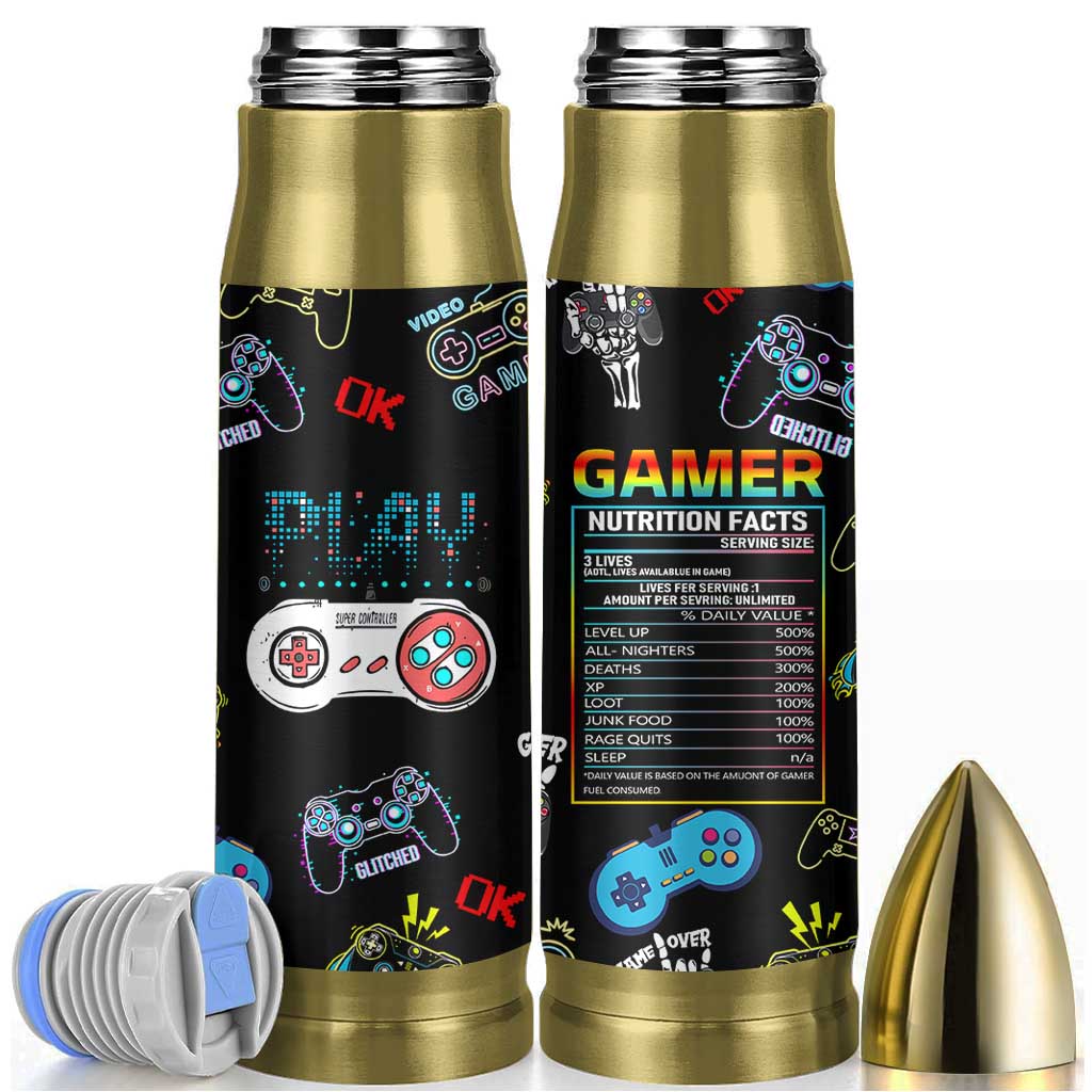 Gaming Gifts For Men Boys Bullet Tumbler Cool Gamer Nutritional Facts Video Game