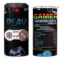 Gaming Gifts For Men Boys 4 in 1 Can Cooler Tumbler Cool Gamer Nutritional Facts Video Game