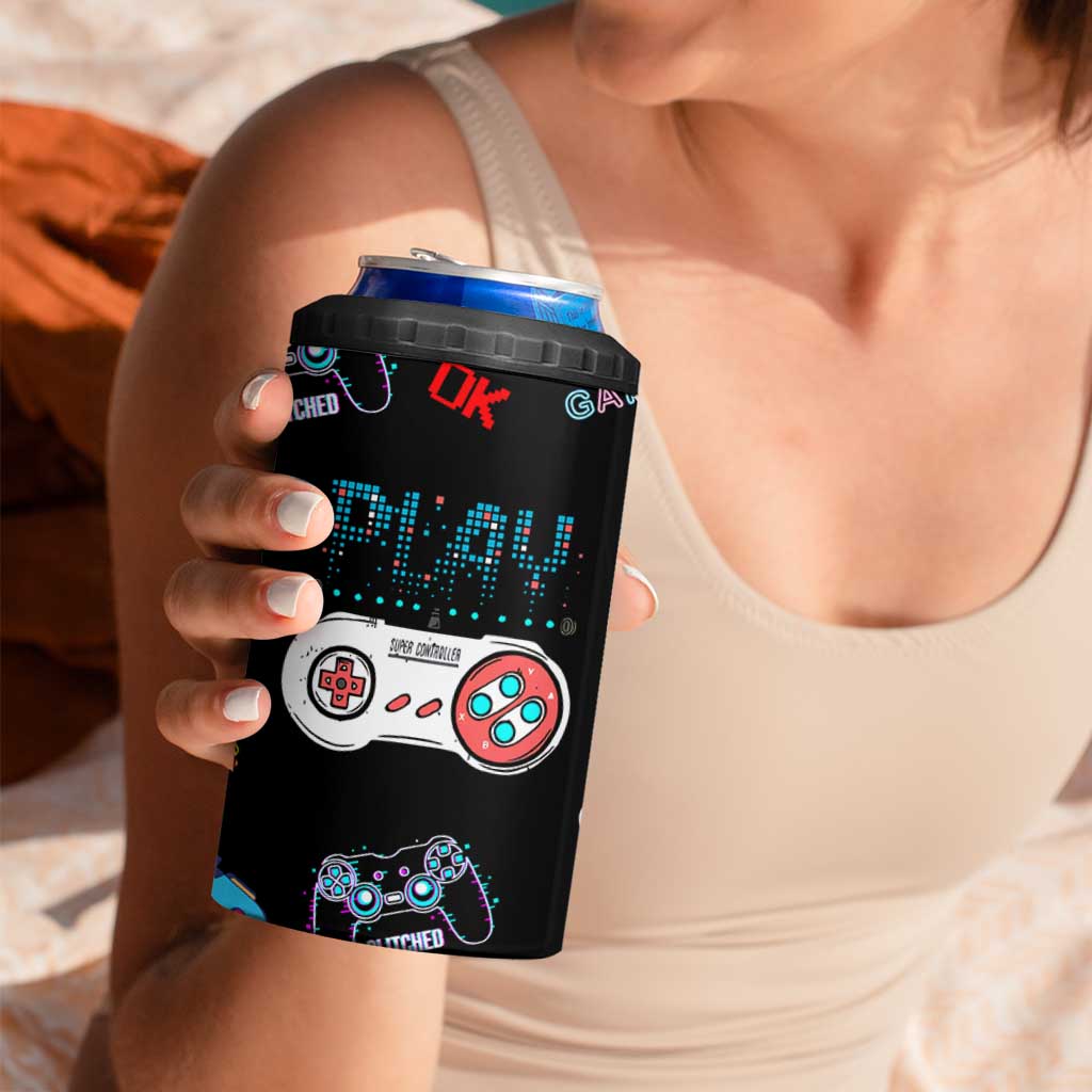 Gaming Gifts For Men Boys 4 in 1 Can Cooler Tumbler Cool Gamer Nutritional Facts Video Game