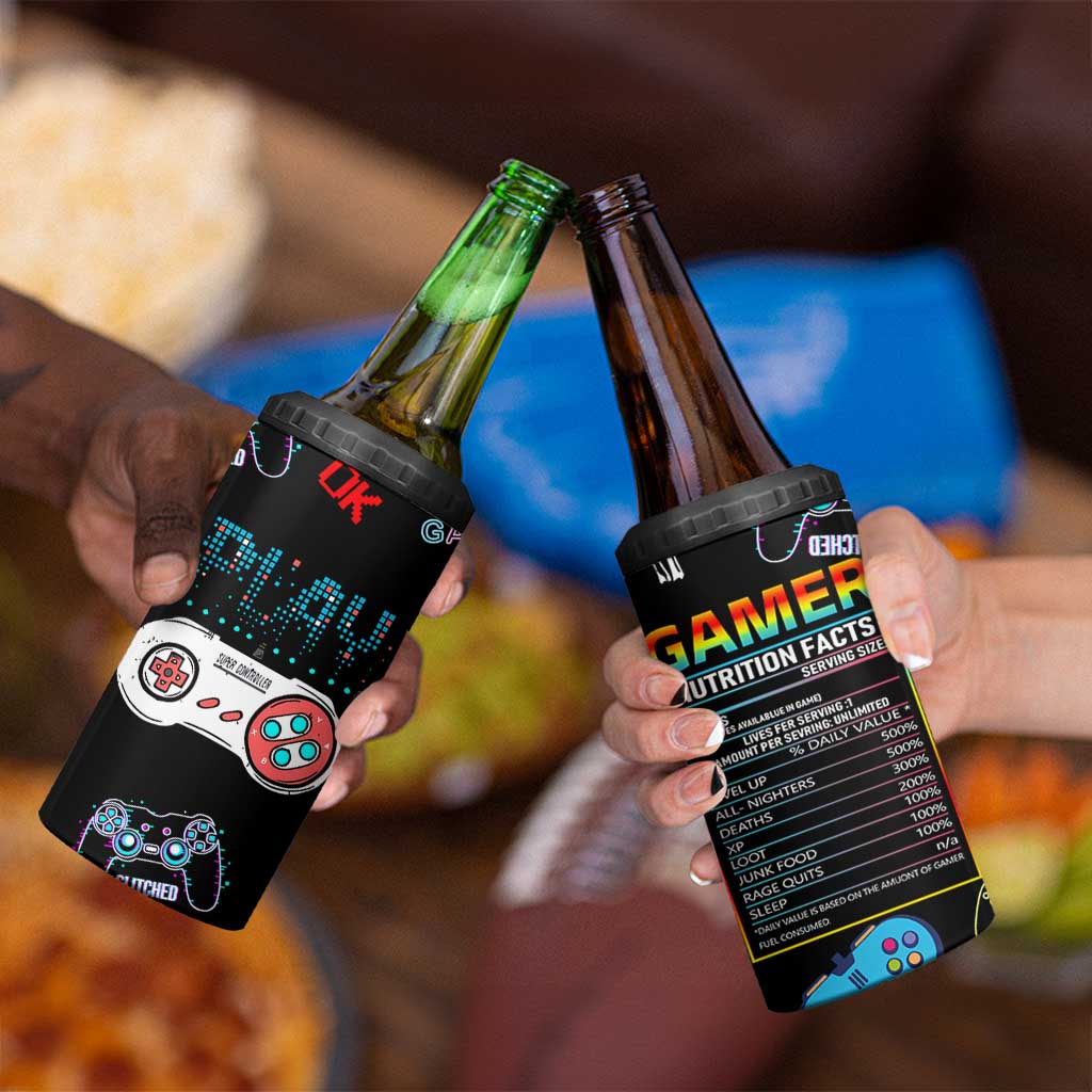 Gaming Gifts For Men Boys 4 in 1 Can Cooler Tumbler Cool Gamer Nutritional Facts Video Game