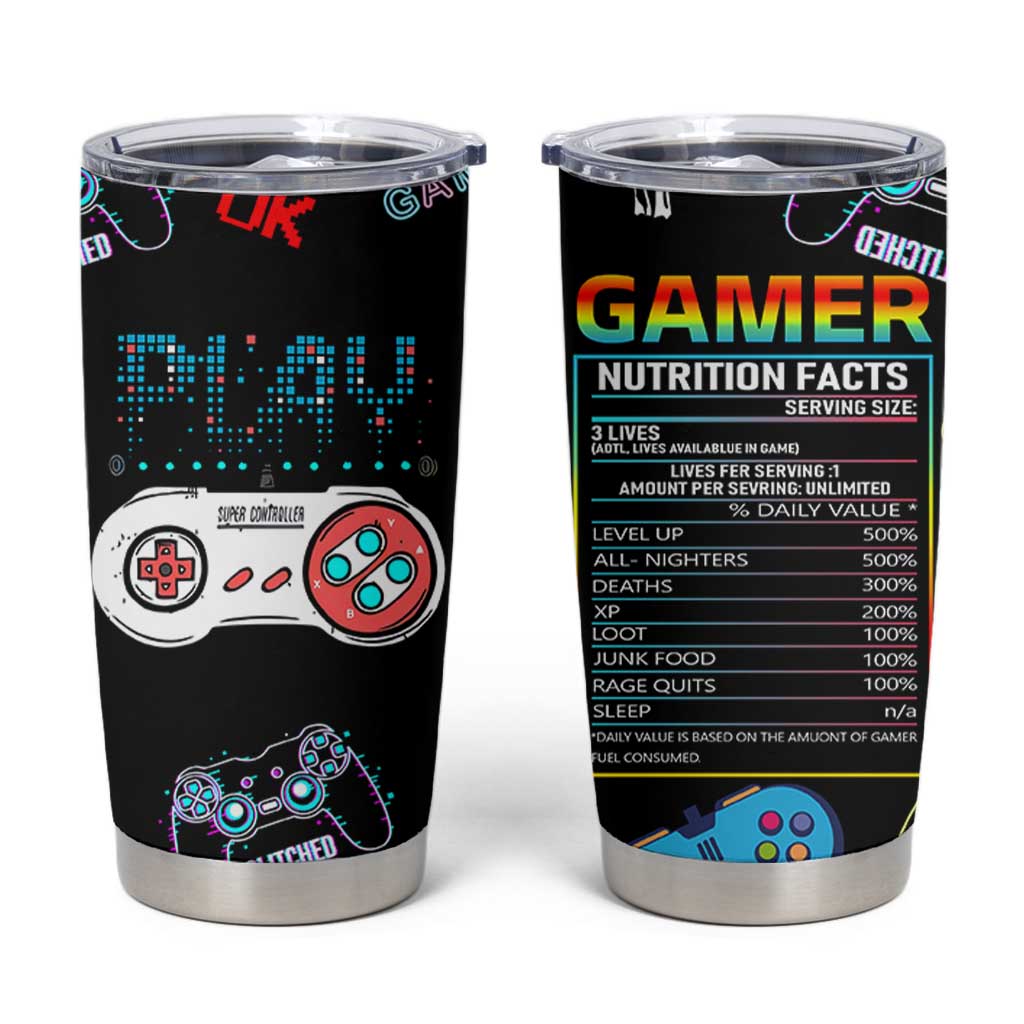 Gaming Gifts For Men Boys Tumbler Cup Cool Gamer Nutritional Facts Video Game