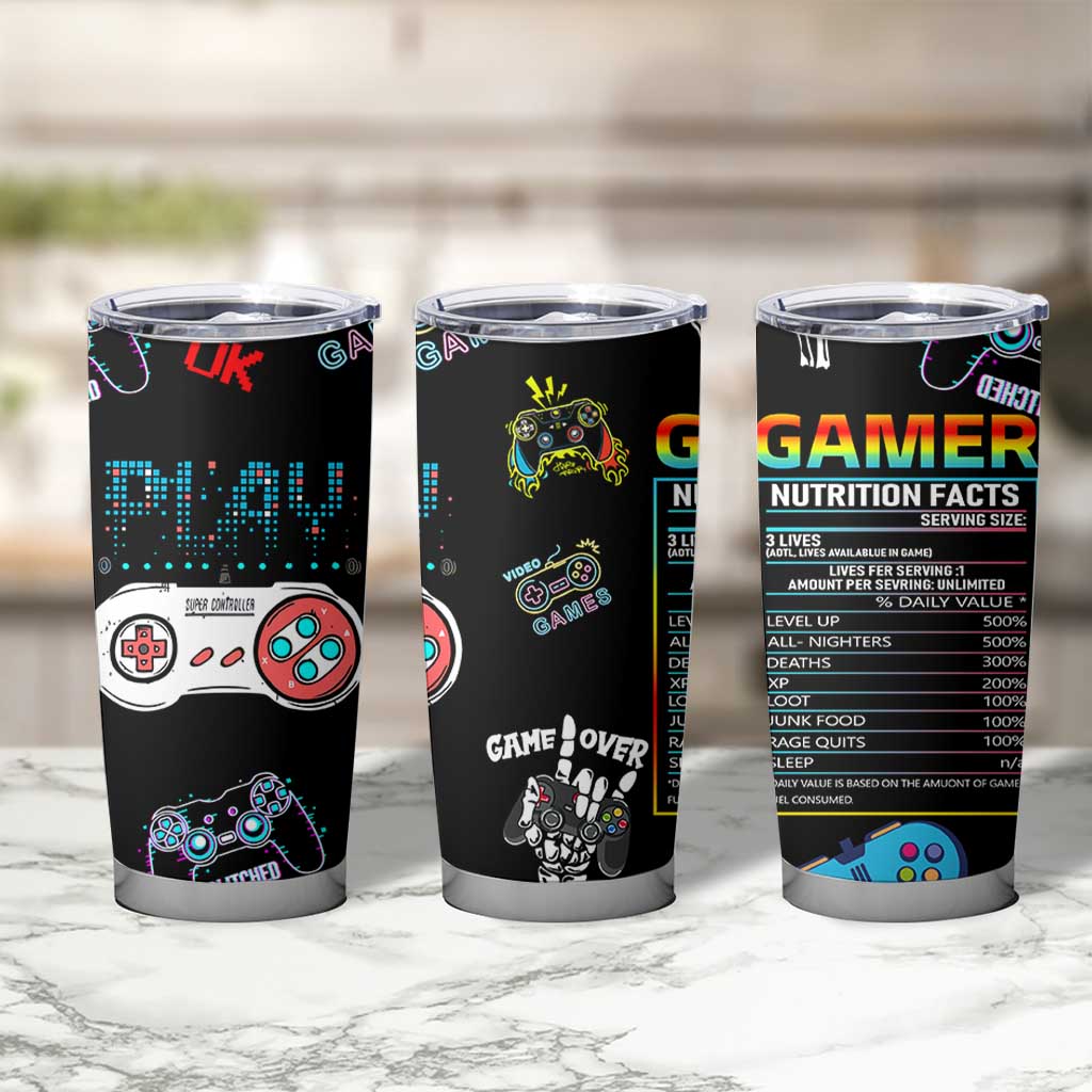 Gaming Gifts For Men Boys Tumbler Cup Cool Gamer Nutritional Facts Video Game
