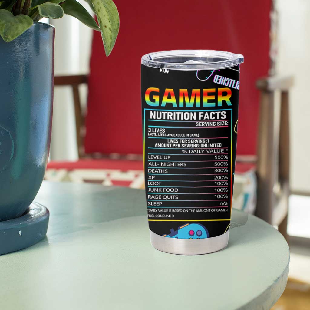 Gaming Gifts For Men Boys Tumbler Cup Cool Gamer Nutritional Facts Video Game