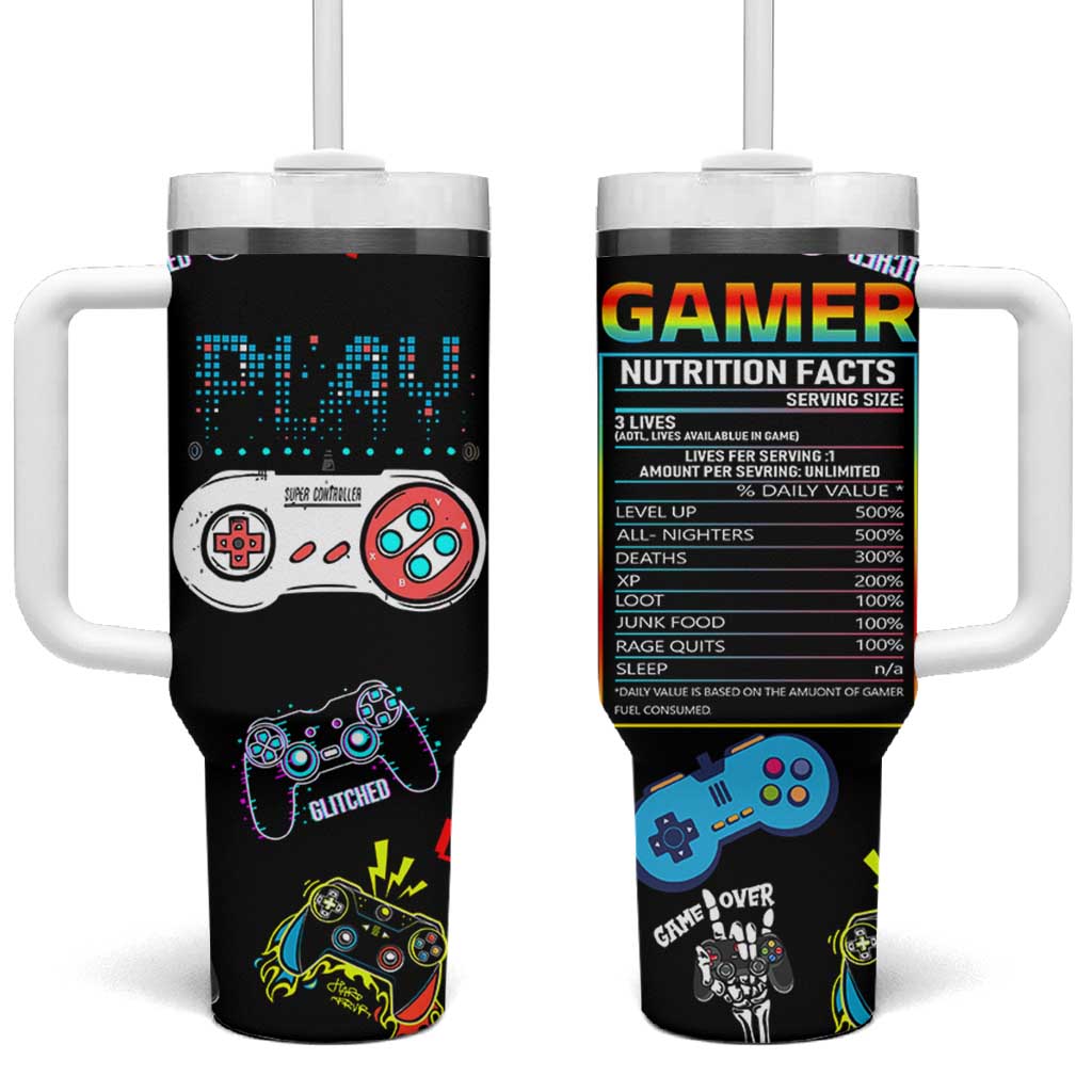 Gaming Gifts For Men Boys Tumbler With Handle Cool Gamer Nutritional Facts Video Game