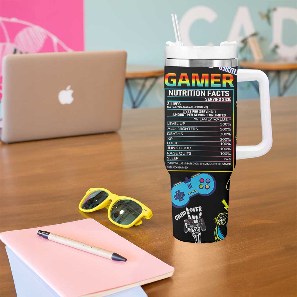 Gaming Gifts For Men Boys Tumbler With Handle Cool Gamer Nutritional Facts Video Game