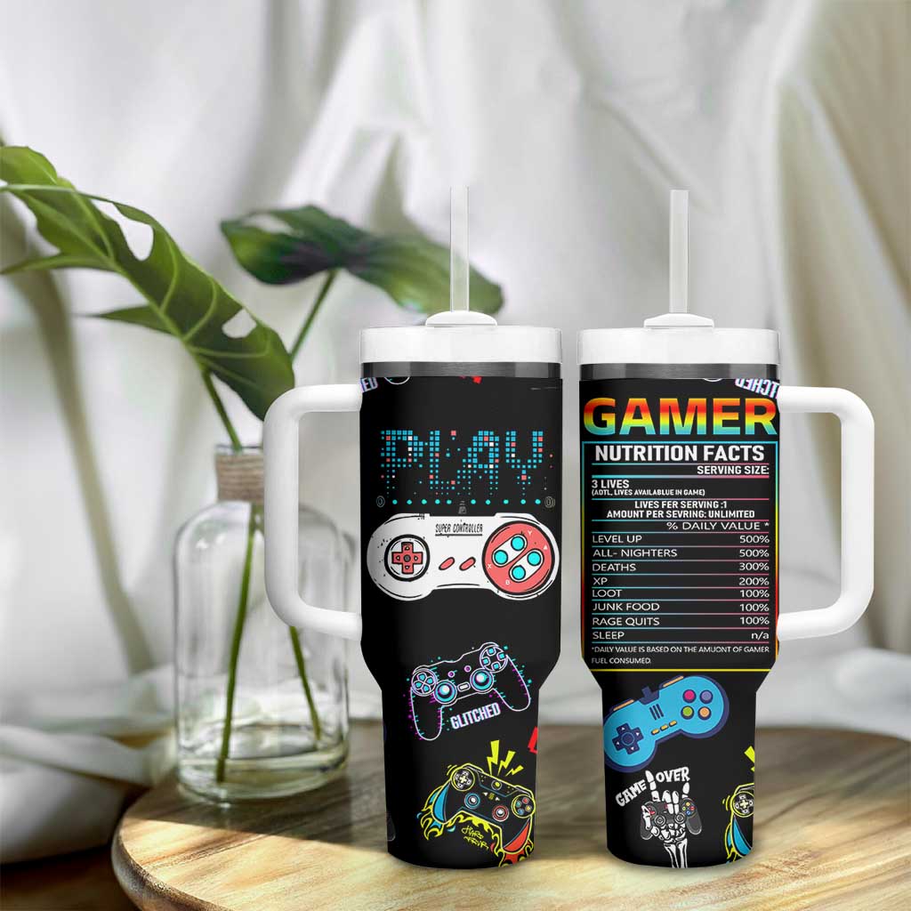Gaming Gifts For Men Boys Tumbler With Handle Cool Gamer Nutritional Facts Video Game