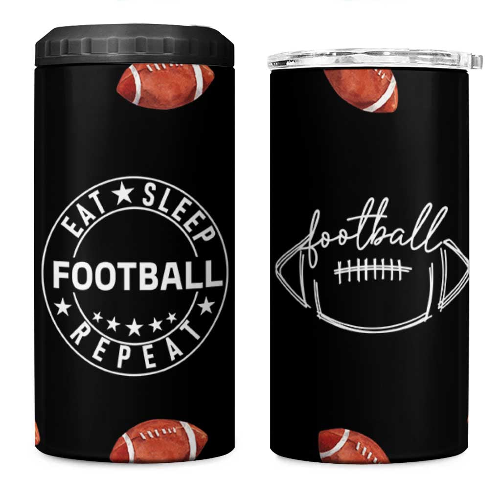 American Football 4 in 1 Can Cooler Tumbler Funny Eat Sleep Football Repeat