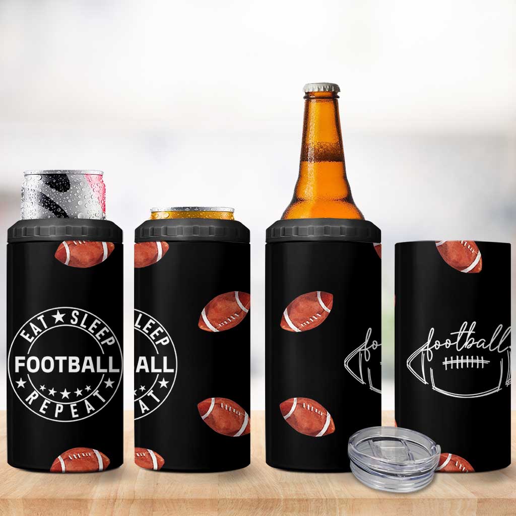 American Football 4 in 1 Can Cooler Tumbler Funny Eat Sleep Football Repeat