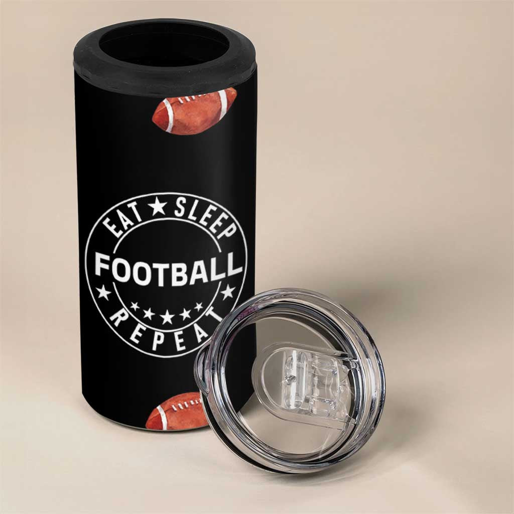 American Football 4 in 1 Can Cooler Tumbler Funny Eat Sleep Football Repeat