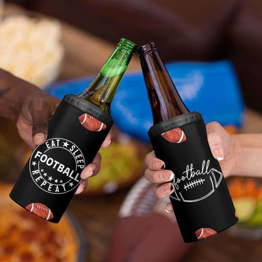 American Football 4 in 1 Can Cooler Tumbler Funny Eat Sleep Football Repeat