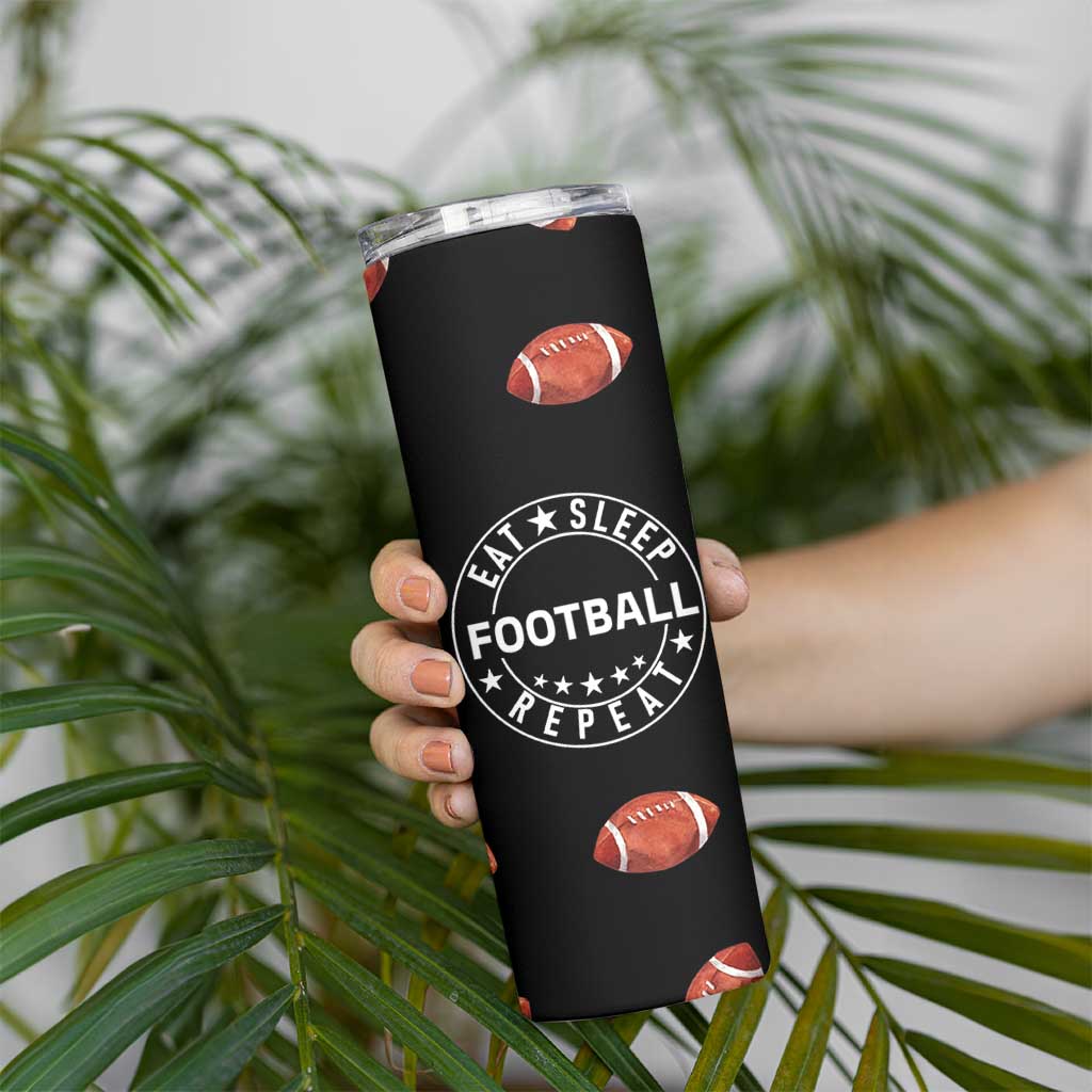 American Football Skinny Tumbler Funny Eat Sleep Football Repeat