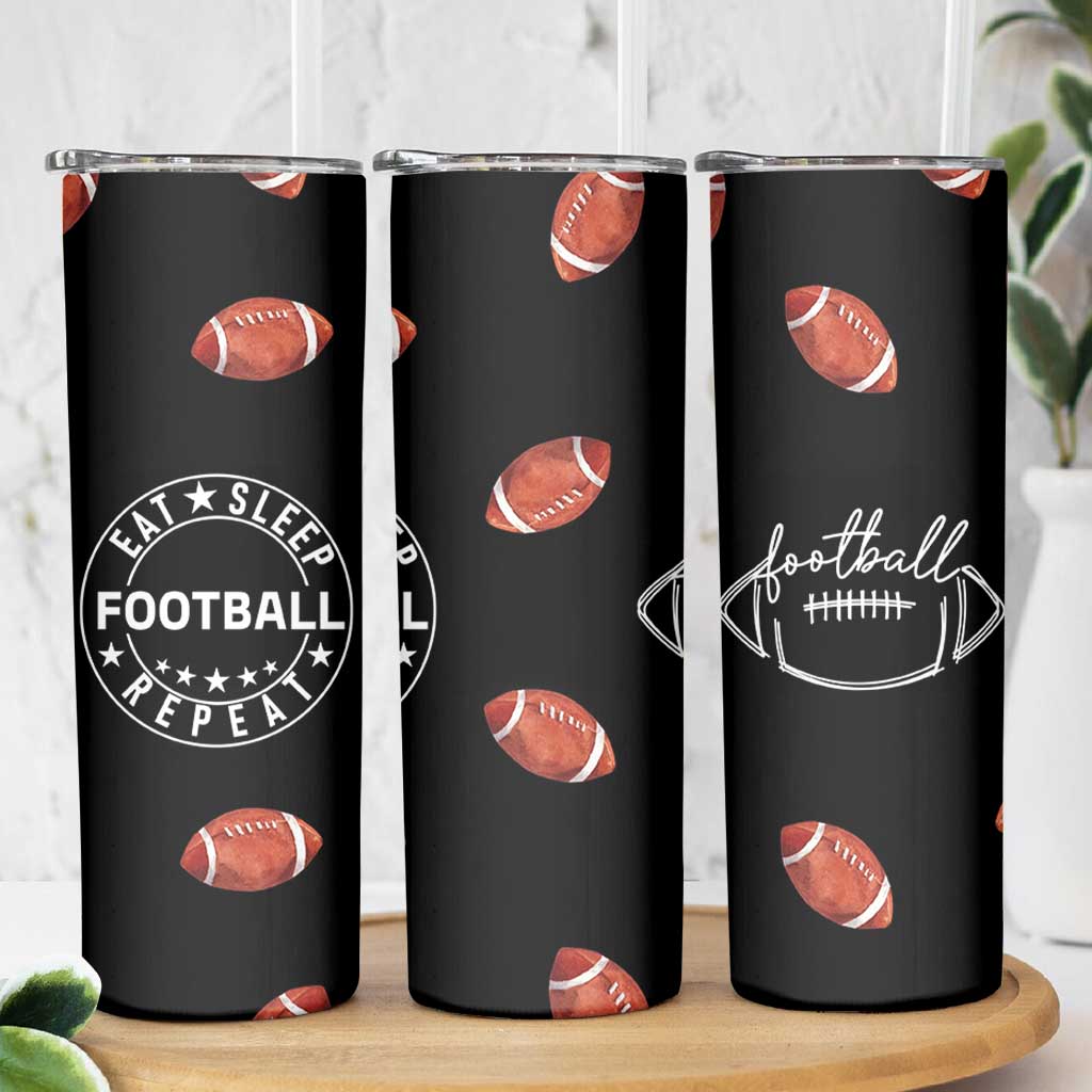 American Football Skinny Tumbler Funny Eat Sleep Football Repeat